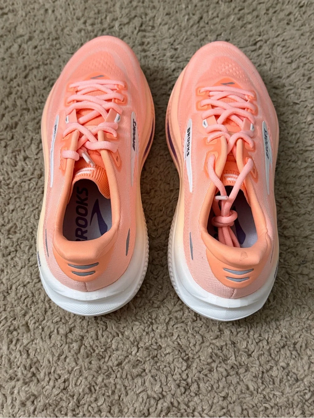 Brooks Women’s Athletic Shoe - Coral Peach with White and Purple Accents NEW 7